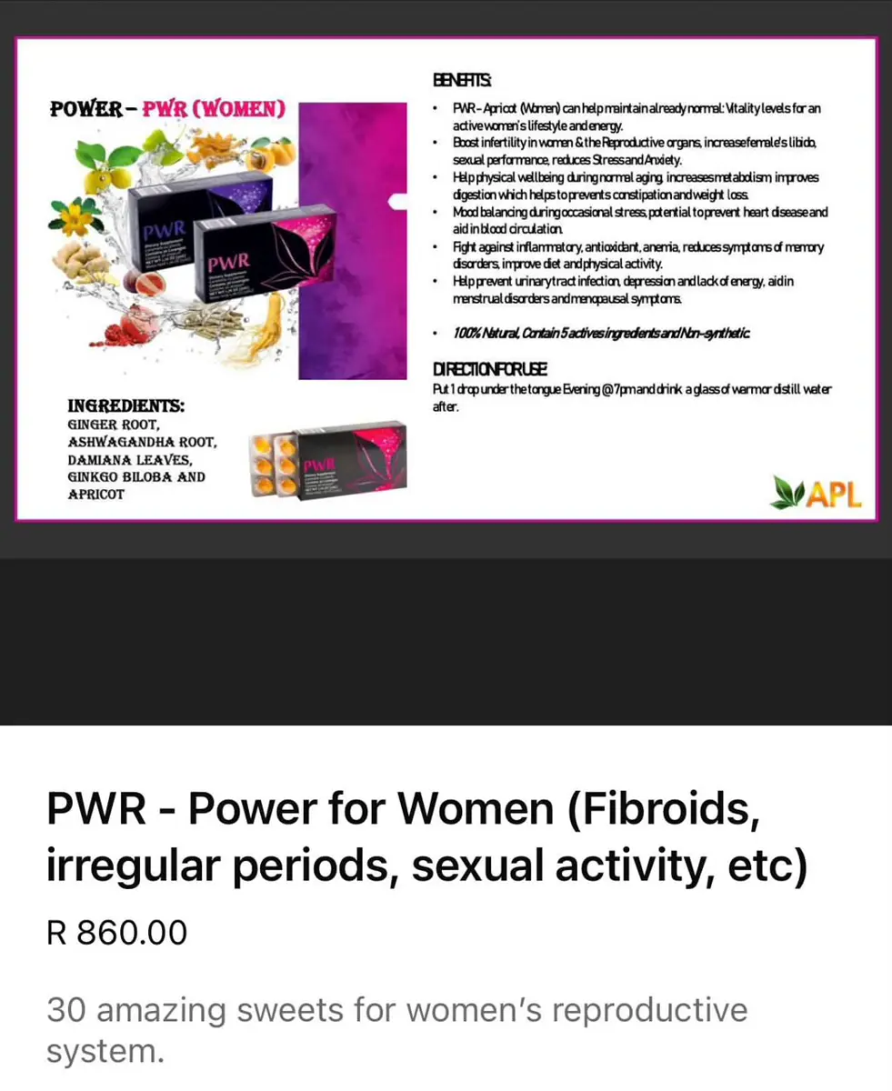 PWR Power for Women fibroids and reproductive supplement