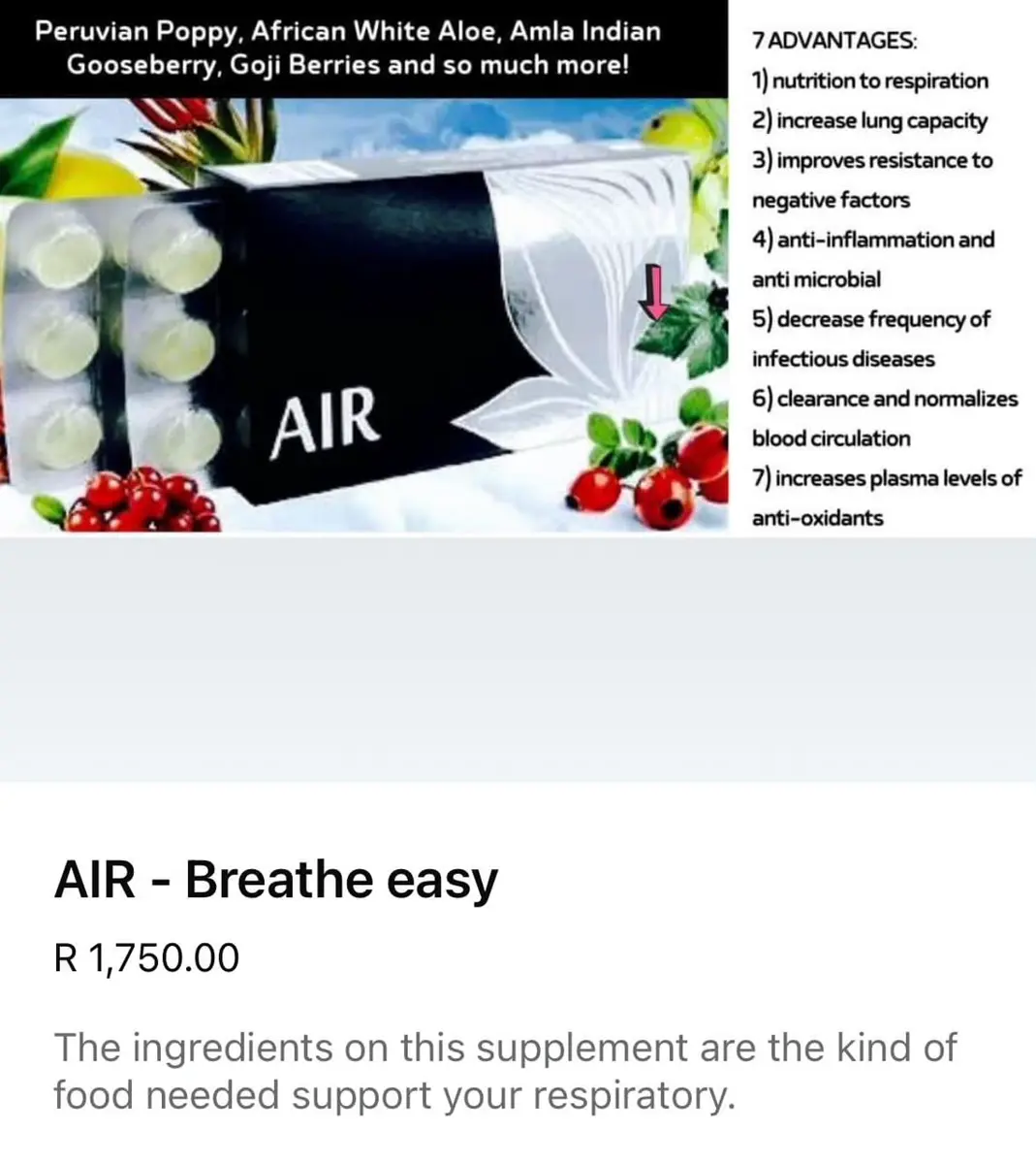 AIR Breathe Easy respiratory support supplement