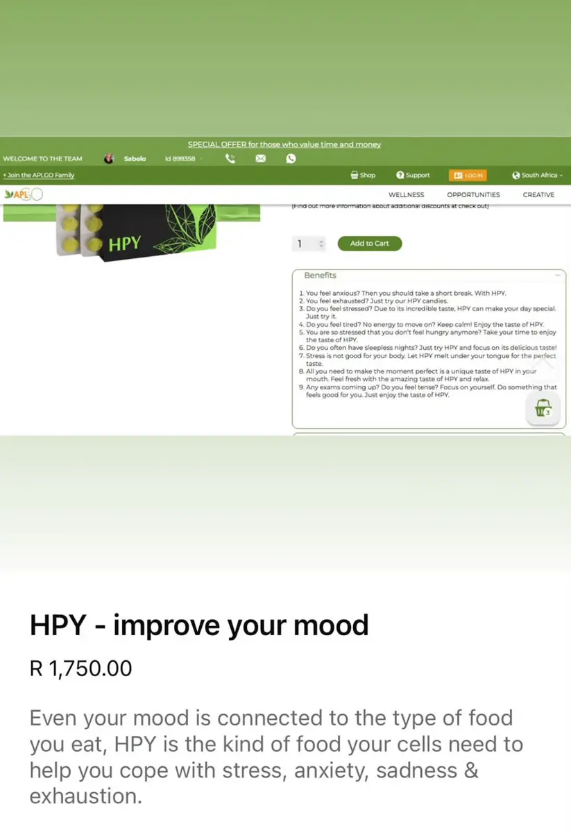 HPY Happy mood improvement supplement
